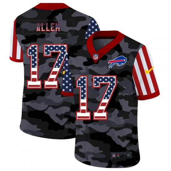 Men's Buffalo Bills #17 Josh Allen Camo Flag Nike Limited Jersey - Ujersey