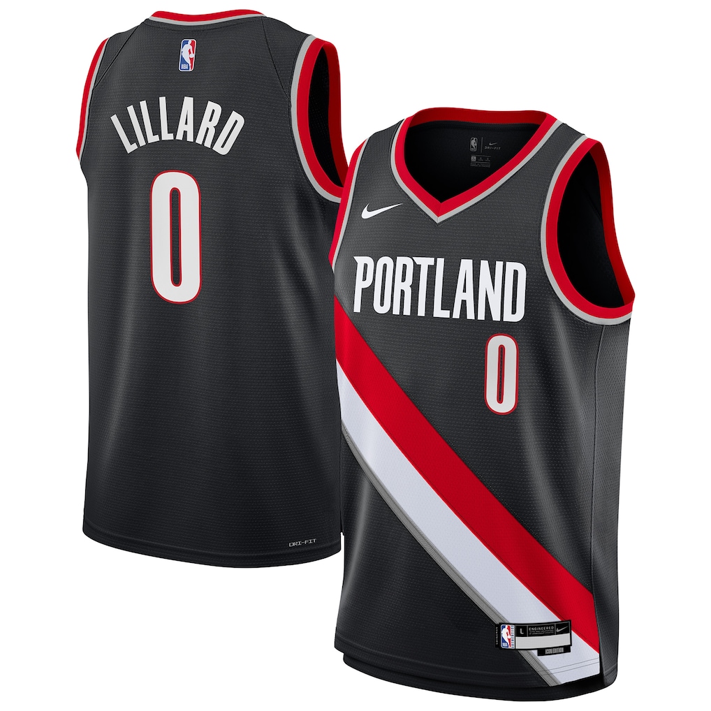 Youth Portland Trail Blazers Damian Lillard Nike Black Swingman Jersey - Icon Edition - ujerseystore