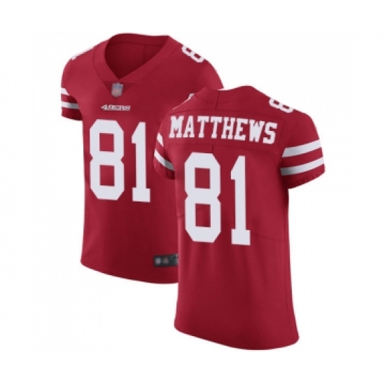 Men's San Francisco 49ers #81 Jordan Matthews Red Team Color Vapor Untouchable Elite Player Football Jersey - Ujersey