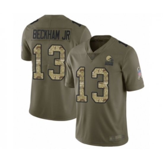 Youth Odell Beckham Jr. Limited Olive Camo Nike Jersey NFL Cleveland Browns #13 2017 Salute to Service - Ujersey