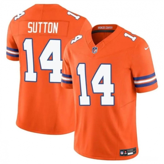 Men's Denver Broncos #14 Courtland Sutton Orange F.U.S.E. Mile High Collection 1977 Throwback Vapor Limited Football Stitched Jersey - Ujersey
