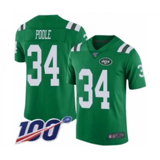 Men's New York Jets #34 Brian Poole Limited Green Rush Vapor Untouchable 100th Season Football Jersey - Ujersey