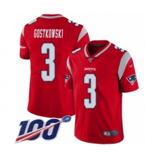 Youth New England Patriots #3 Stephen Gostkowski Limited Red Inverted Legend 100th Season Football Jersey - Ujersey