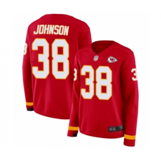 Women's Kansas City Chiefs #38 Dontae Johnson Limited Red Therma Long Sleeve Football Jersey - Ujersey
