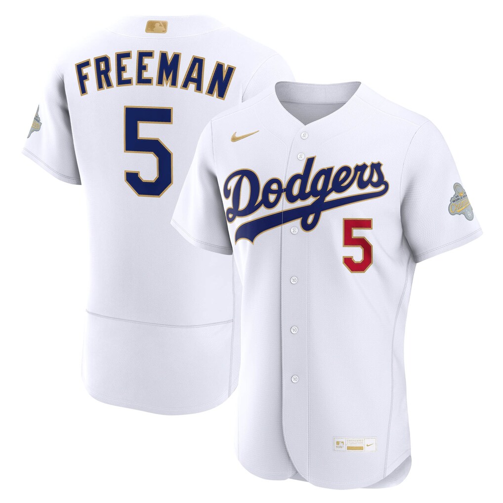 Men's Los Angeles Dodgers Freddie Freeman Nike White 2026 Gold Collection Authentic Jersey - SUjersey01