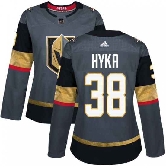 Women's Adidas Vegas Golden Knights #38 Tomas Hyka Authentic Gray Home NHL Jersey - Ujersey
