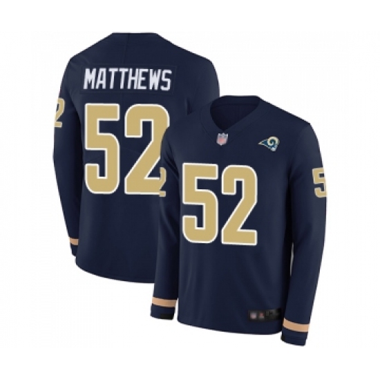 Youth Los Angeles Rams #52 Clay Matthews Limited Navy Blue Therma Long Sleeve Football Jersey - Ujersey