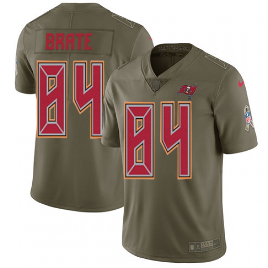 Youth Nike Tampa Bay Buccaneers #84 Cameron Brate Limited Olive 2017 Salute to Service NFL Jersey - Ujersey