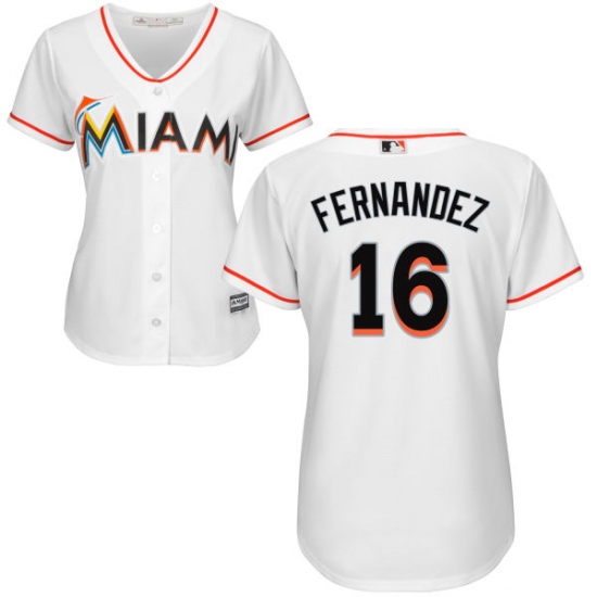 Women's Majestic Miami Marlins #16 Jose Fernandez Authentic White Home Cool Base MLB Jersey - Ujersey