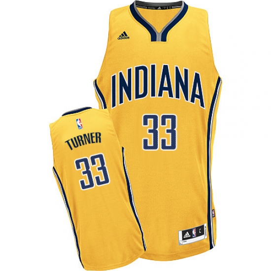 Men's Adidas Indiana Pacers #33 Myles Turner Swingman Gold Alternate NBA Jersey - Ujersey