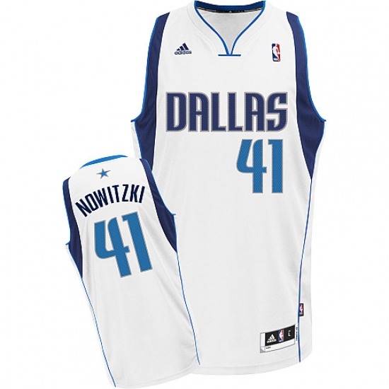 Youth Adidas Dallas Mavericks #41 Dirk Nowitzki Swingman White Home NBA Jersey - Ujersey
