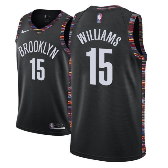 Men NBA 2018-19 Brooklyn Nets #15 Alan Williams City Edition Black Jersey - Ujersey