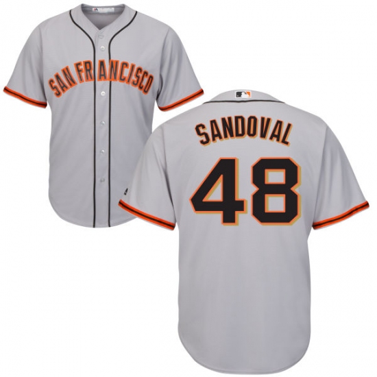 Youth Majestic San Francisco Giants #48 Pablo Sandoval Authentic Grey Road Cool Base MLB Jersey - Ujersey