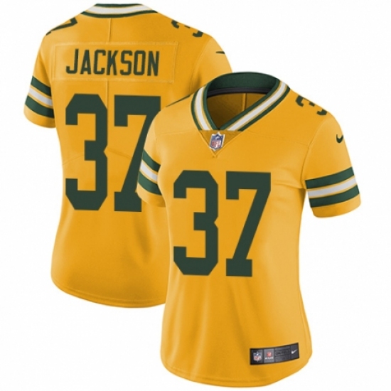 Women's Nike Green Bay Packers #37 Josh Jackson Limited Gold Rush Vapor Untouchable NFL Jersey - Ujersey