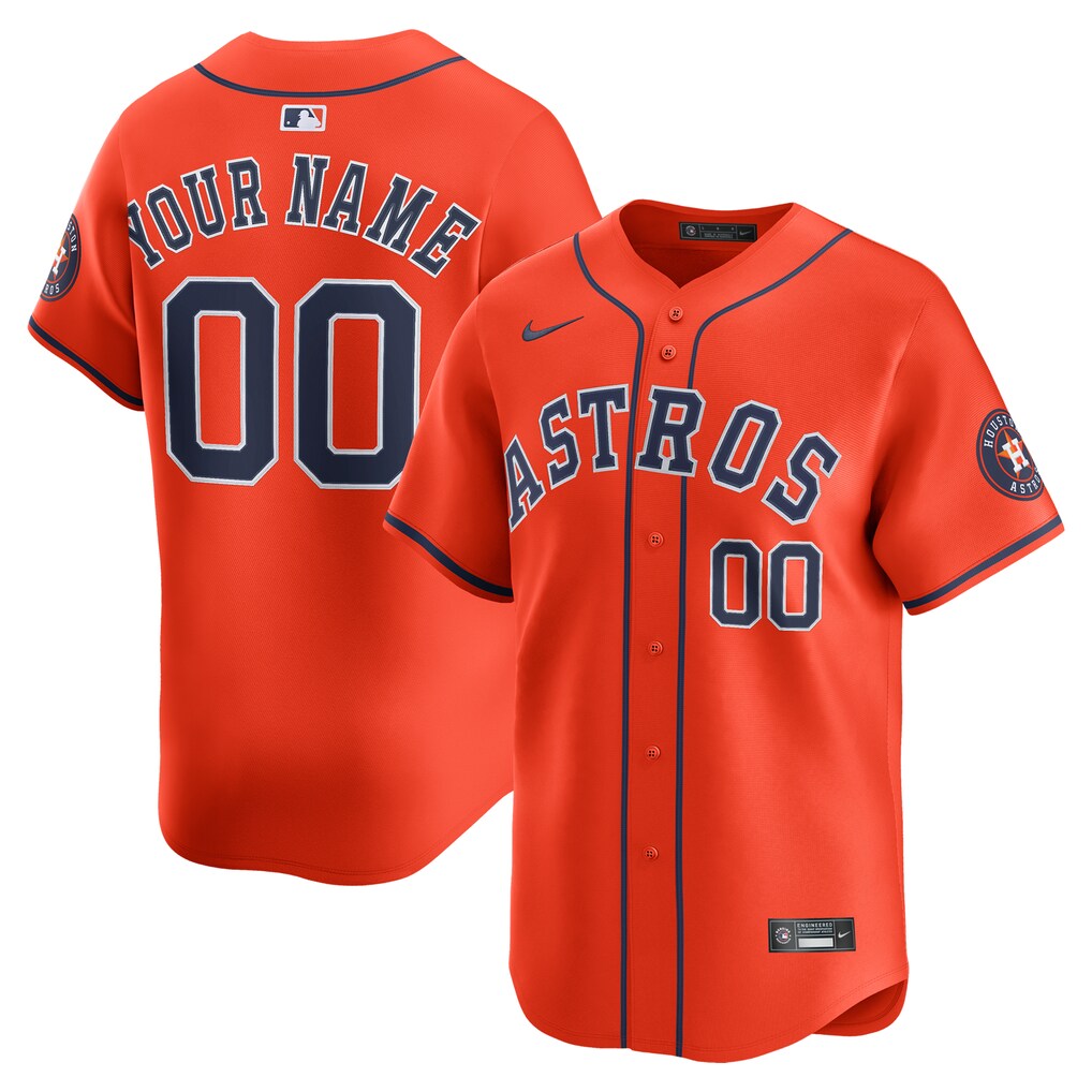 Men's Houston Astros Nike Orange Alternate Limited Custom Jersey - Ujersey NHL