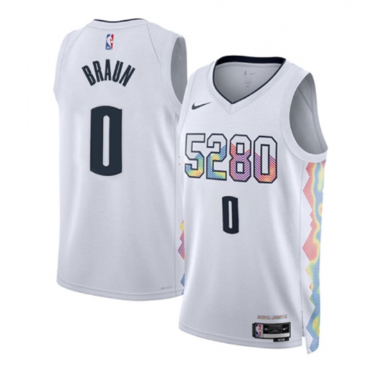 Men's Denver Nuggets #0 Christian Braun White 2024-25 City Edition Stitched Basketball Jersey - Ujersey