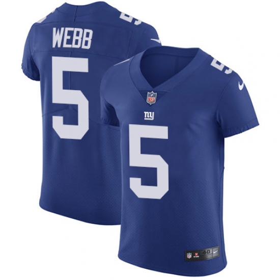 Men's Nike New York Giants #5 Davis Webb Elite Royal Blue Team Color NFL Jersey - Ujersey