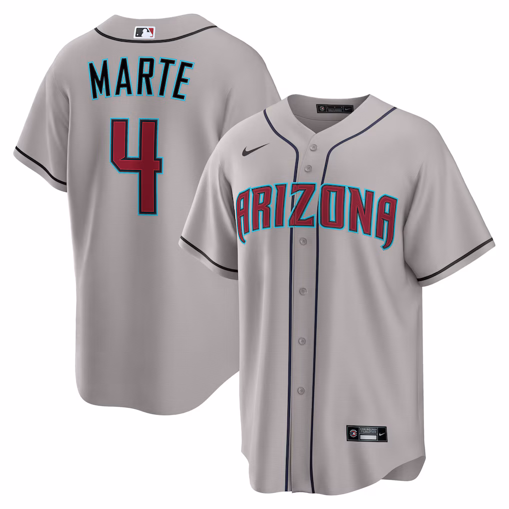 Men's  Arizona Diamondbacks Ketel Marte Nike Gray Road Replica Jersey