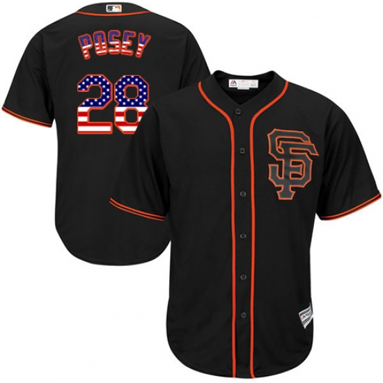 Men's Majestic San Francisco Giants #28 Buster Posey Replica Black USA Flag Fashion MLB Jersey - Ujersey