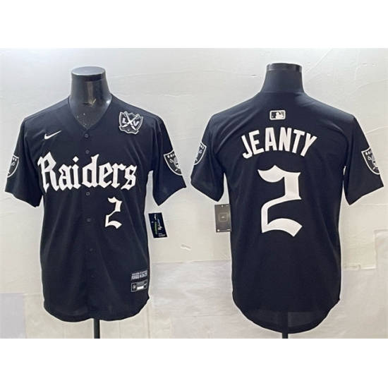 Men's Las Vegas Raiders #2 Ashton Jeanty Black 'Gothic Sin City Shadows Edition' With 65th Anniversary Vapor Limited Stitched Baseball Jersey - Ujersey