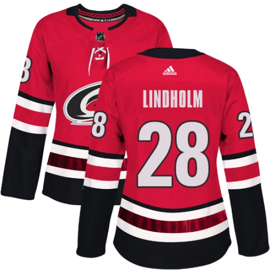 Women's Adidas Carolina Hurricanes #28 Elias Lindholm Premier Red Home NHL Jersey - Ujersey