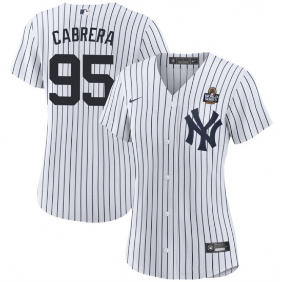 Women's New York Yankees #95 Oswaldo Cabrera White 2024 World Series Cool Base Stitched Baseball Jersey(Run Small) - Ujersey