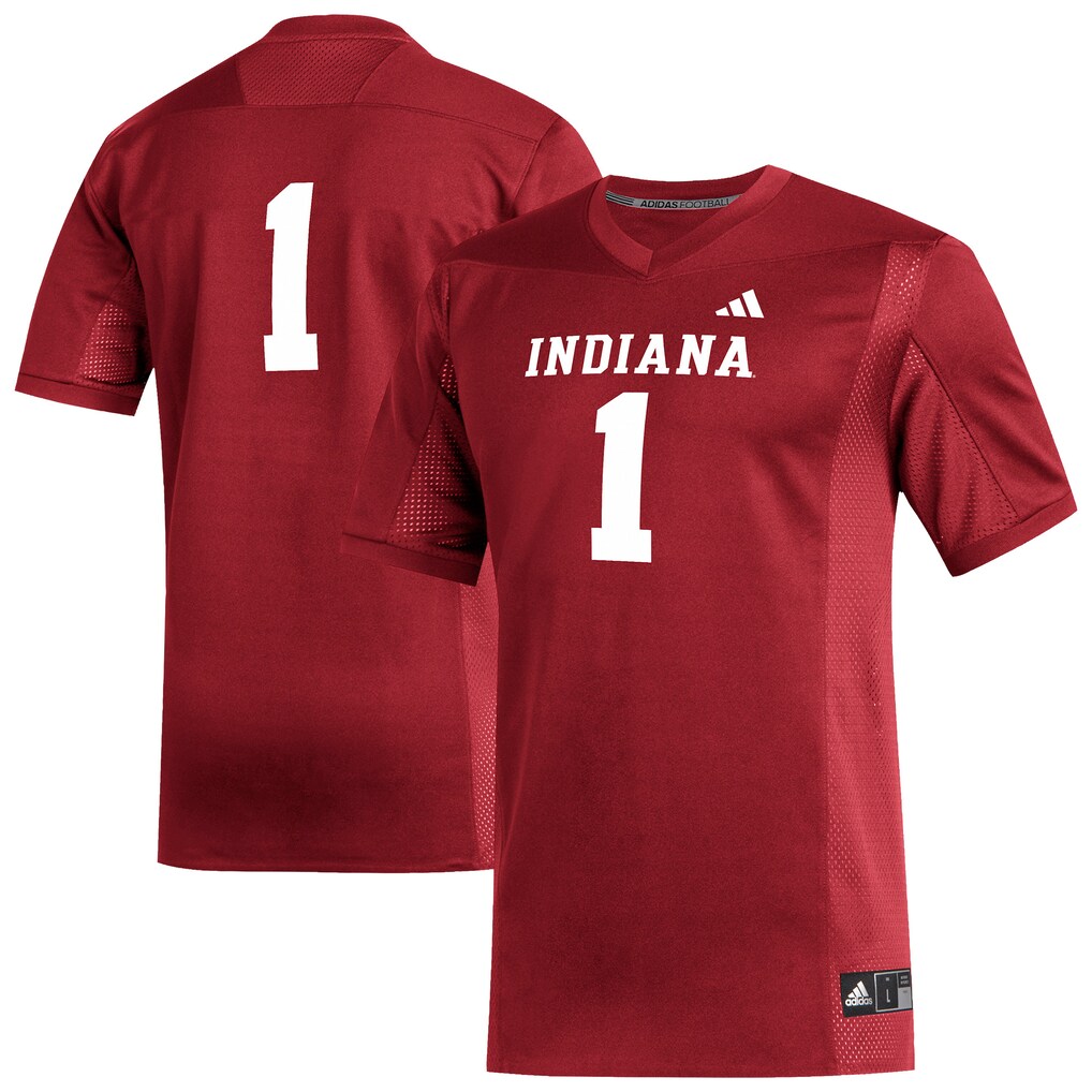 Men's adidas #1 Crimson Indiana Hoosiers Replica Football Jersey - ujerseystore
