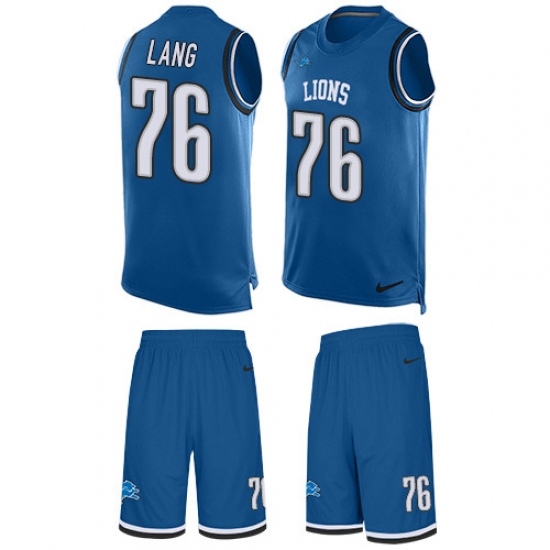 Men's Nike Detroit Lions #76 T.J. Lang Limited Light Blue Tank Top Suit NFL Jersey - Ujersey