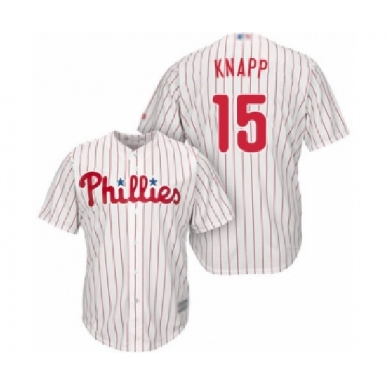 Youth Philadelphia Phillies #15 Andrew Knapp Authentic White Red Strip Home Cool Base Baseball Player Jersey - Ujersey