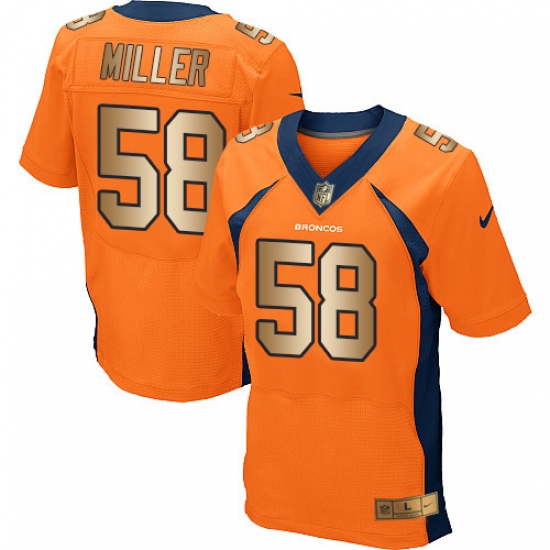 Men's Nike Denver Broncos #58 Von Miller Elite Orange/Gold Team Color NFL Jersey - Ujersey