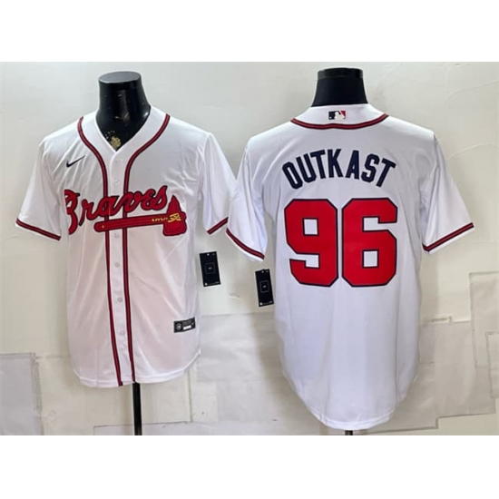 Men's Atlanta Braves #96 OutKast White Cool Base Stitched Baseball Jersey - Ujersey
