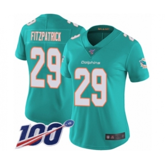 Women's Nike Miami Dolphins #29 Minkah Fitzpatrick Aqua Green Team Color Vapor Untouchable Limited Player 100th Season NFL Jersey - Ujersey