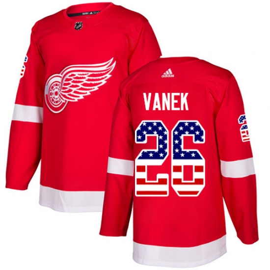 Men's Adidas Detroit Red Wings #26 Thomas Vanek Authentic Red USA Flag Fashion NHL Jersey - Ujersey