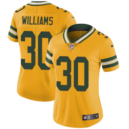Women's Nike Green Bay Packers #30 Jamaal Williams Limited Gold Rush Vapor Untouchable NFL Jersey - Ujersey