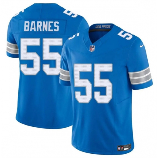 Men's Detroit Lions #55 Derrick Barnes Blue 2025 F.U.S.E. Vapor Limited Football Stitched Game Jersey - Ujersey