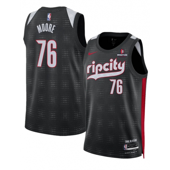 Men's Portland Trail Blazers #76 Taze Moore Black 2024-25 City Edition Edition Stitched Basketball Jersey - Ujersey