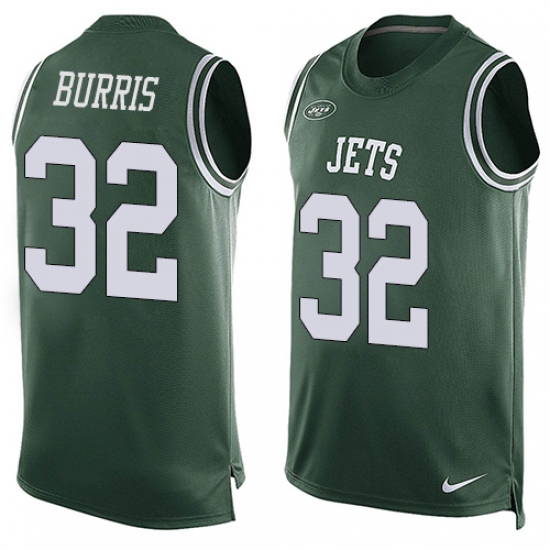 Men's Nike New York Jets #32 Juston Burris Limited Green Player Name & Number Tank Top NFL Jersey - Ujersey