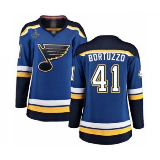 Women's St. Louis Blues #41 Robert Bortuzzo Fanatics Branded Royal Blue Home Breakaway 2019 Stanley Cup Champions Hockey Jersey - Ujersey