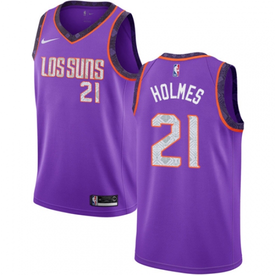 Men's Nike Phoenix Suns #21 Richaun Holmes Swingman Purple NBA Jersey - 2018 19 City Edition - Ujersey