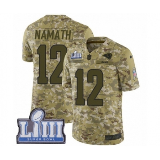 Youth Nike Los Angeles Rams #12 Joe Namath Limited Camo 2018 Salute to Service Super Bowl LIII Bound NFL Jersey - Ujersey