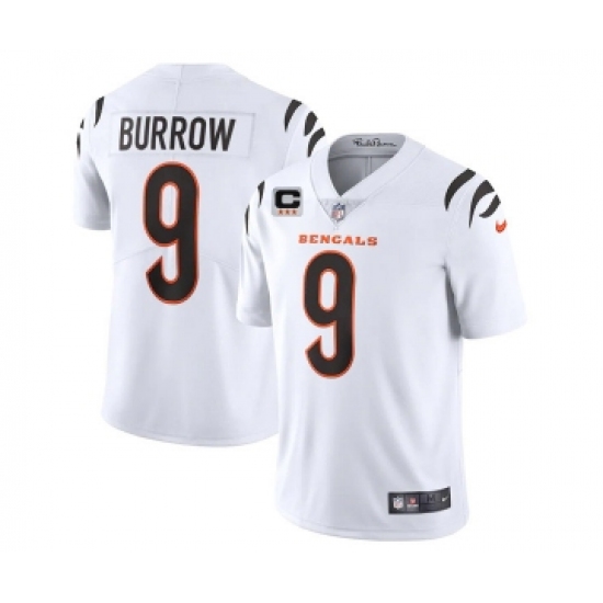 Men's Cincinnati Bengals 2022 #9 Joe Burrow White With 3-star C Patch Vapor Limited Stitched NFL Jersey - Ujersey