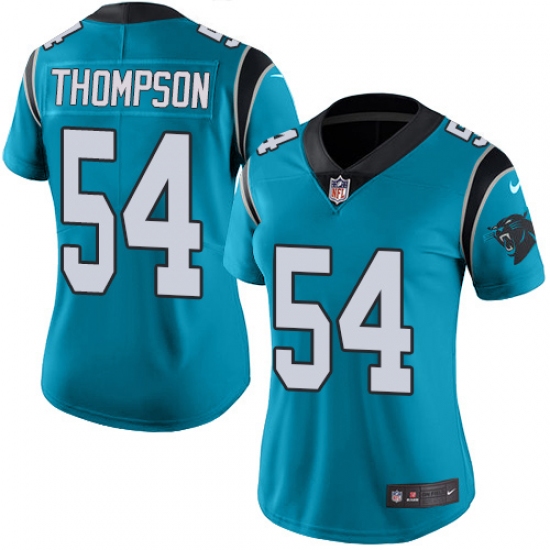 Women's Nike Carolina Panthers #54 Shaq Thompson Limited Blue Rush Vapor Untouchable NFL Jersey - Ujersey