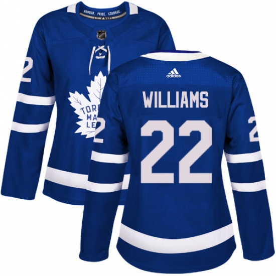 Women's Adidas Toronto Maple Leafs #22 Tiger Williams Authentic Royal Blue Home NHL Jersey - Ujersey