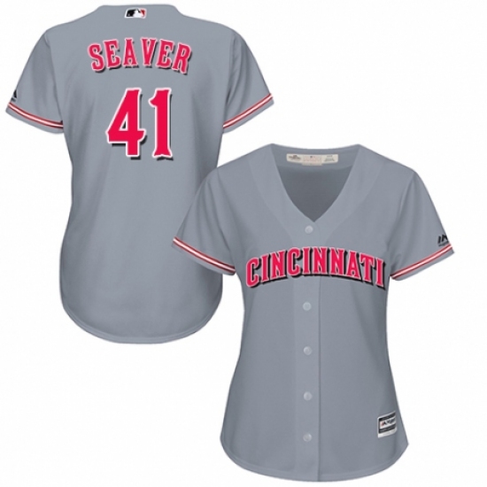 Women's Majestic Cincinnati Reds #41 Tom Seaver Authentic Grey Road Cool Base MLB Jersey - Ujersey