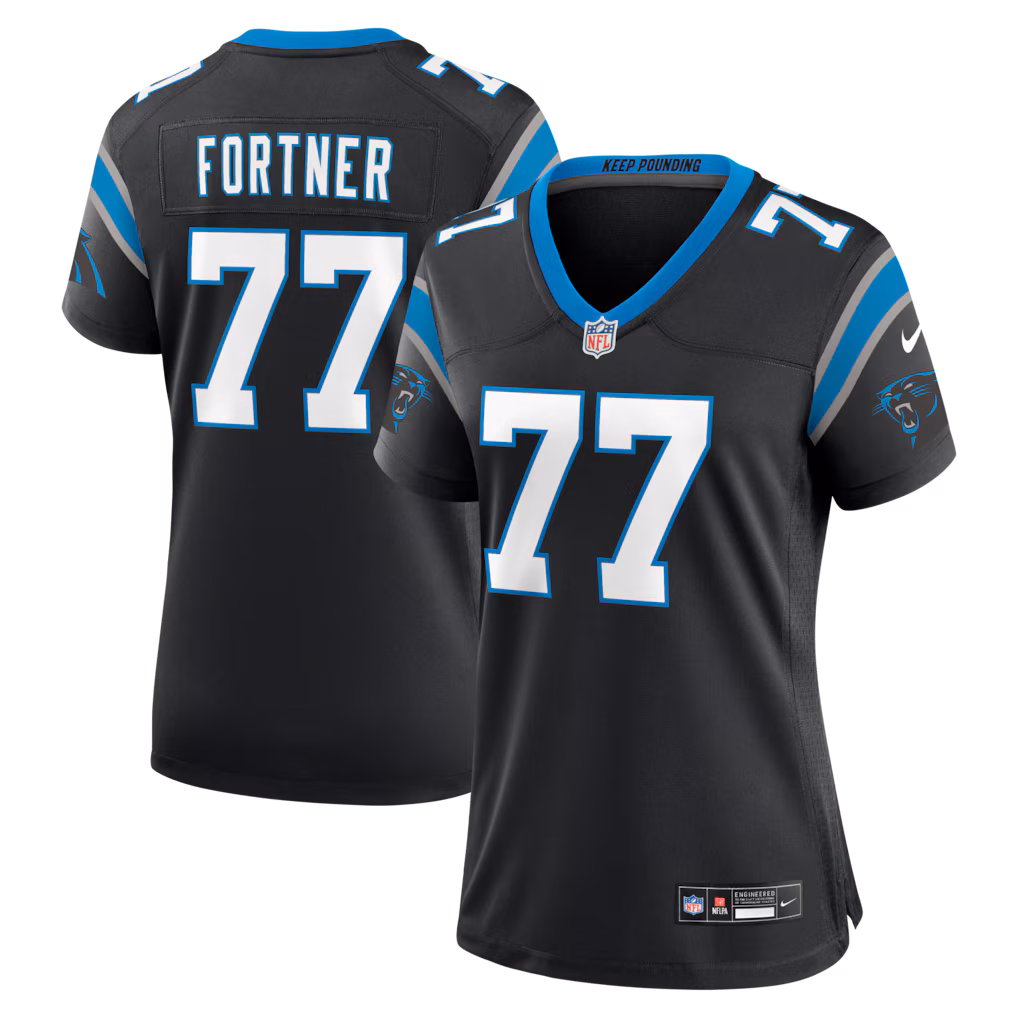 Women's Carolina Panthers Luke Fortner Nike Black Team Game Jersey