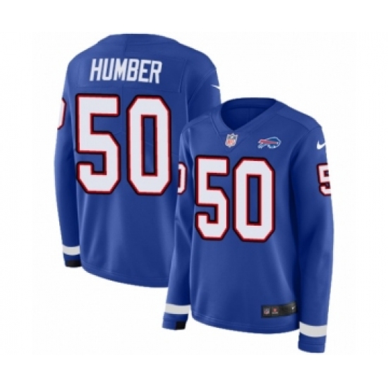 Women's Nike Buffalo Bills #50 Ramon Humber Limited Royal Blue Therma Long Sleeve NFL Jersey - Ujersey