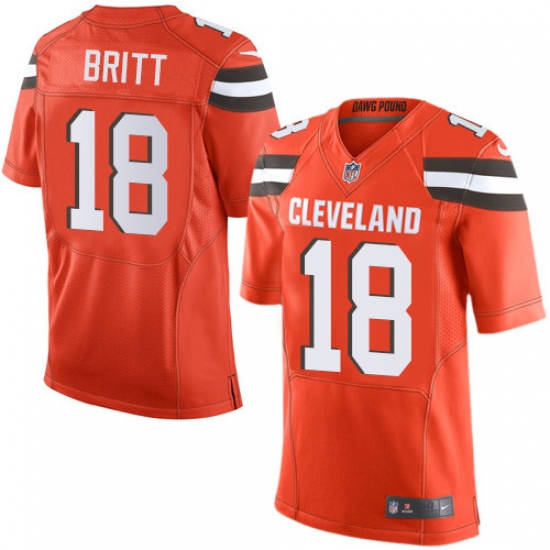 Men's Nike Cleveland Browns #18 Kenny Britt Elite Orange Alternate NFL Jersey - Ujersey