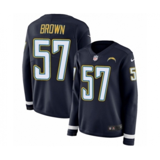 Women's Nike Los Angeles Chargers #57 Jatavis Brown Limited Navy Blue Therma Long Sleeve NFL Jersey - Ujersey