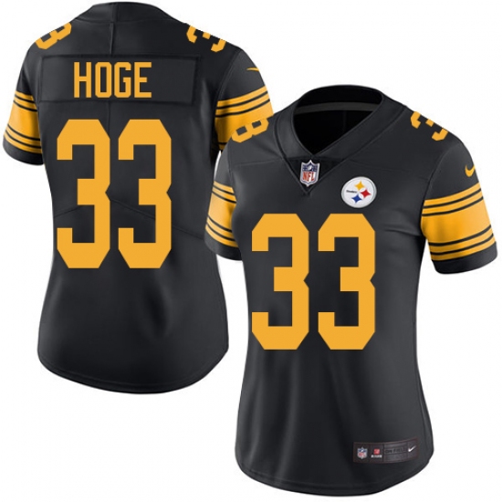 Women's Nike Pittsburgh Steelers #33 Merril Hoge Elite Black Rush Vapor Untouchable NFL Jersey