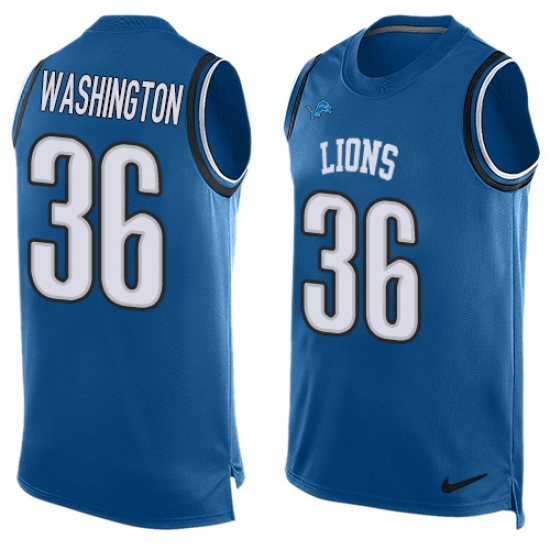 Men's Nike Detroit Lions #36 Dwayne Washington Limited Blue Player Name & Number Tank Top NFL Jersey - Ujersey